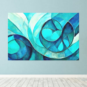 Impressão Em Tela Arte abstrata pintada em Azul