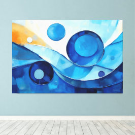 Impressão Em Tela Arte abstrata pintada em Azul 03