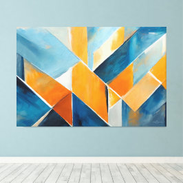 Impressão Em Tela Arte abstrata pintada em azul laranja