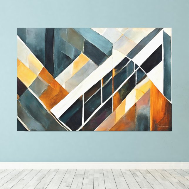 Impressão Em Tela Arte abstrata pintada tom terroso  (Insitu(piso de madeira))