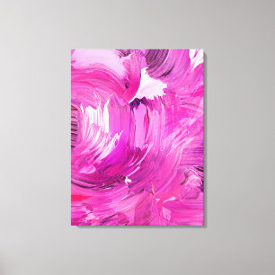 Impressão Em Tela Arte Abstrata Roxo Rosa Branco Pincelada