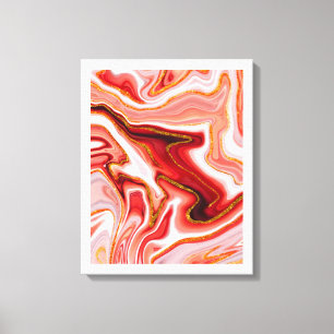 Impressão Em Tela Arte Abstrata Vibrante Vermelha e Dourada