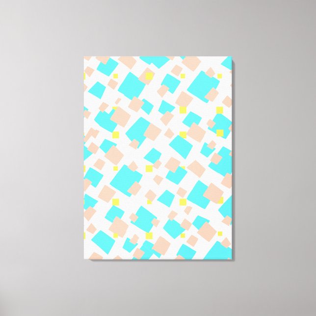 Impressão Em Tela Arte Abstrato ao Quadrado Amarelo Azul Moderno Ama (Frente)