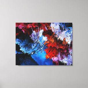 Impressão Em Tela Arte Abstrato Contemporânea Vermelha Inferno Azul