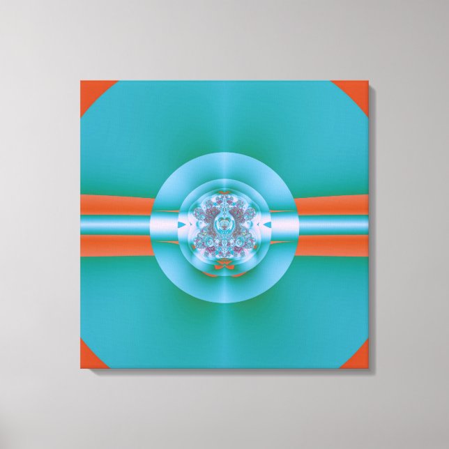 Impressão Em Tela Arte Abstrato Coral Aquático Futurista Retrô (Frente)