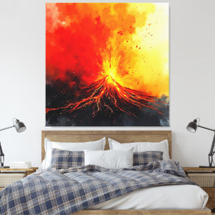 Impressão Em Tela Arte Abstrato de Erupção Vulcânica