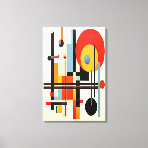 Impressão Em Tela Arte Abstrato Geométrica Inspirada por Bauhaus Vib