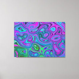 Impressão Em Tela Arte Abstrato Groovy Marmoreado de Magenta e Verde