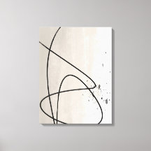 Arte Abstrato minimalista bege e preto de uma linh