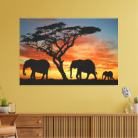 Arte Afafricana De Elefante Sunset