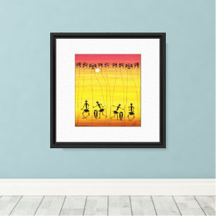Impressão Em Tela Arte Africana, Celebração Tropical Sunset