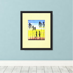 Impressão Em Tela Arte Africana Silhouette, Amor Colorido