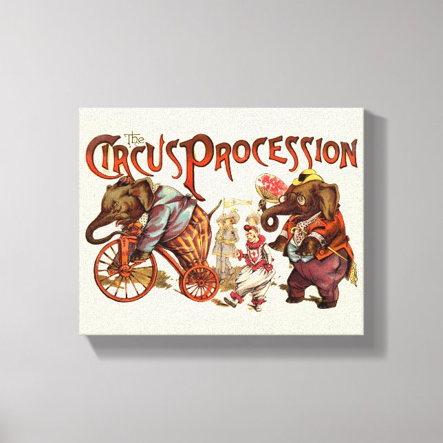 Impressão Em Tela Arte Antiguária Elefante de Procissão Circus (Frente)
