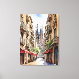 Impressão Em Tela Arte aquarela de Barcelona
