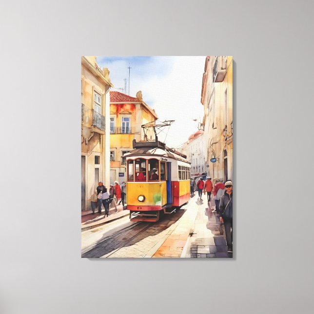 Impressão Em Tela Arte aquarela de Lisboa (Frente)