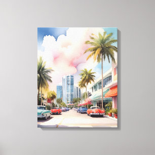 Impressão Em Tela Arte aquarela de Miami