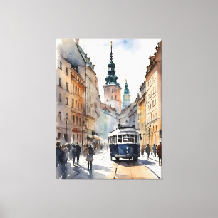 Impressão Em Tela Arte aquarela de Varsóvia