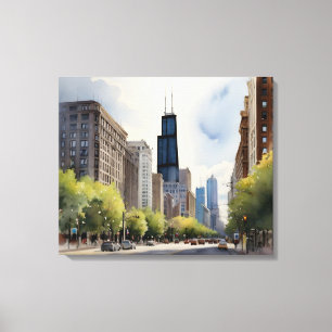 Impressão Em Tela Arte aquosa de Chicago