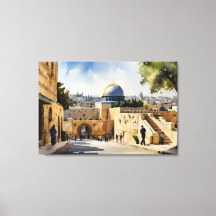Impressão Em Tela Arte aquosa de Jerusalém Israel