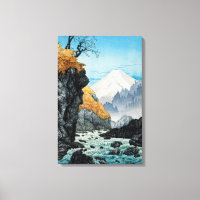Arte Asiática Japonesa Vintage Neve Coberta Montan