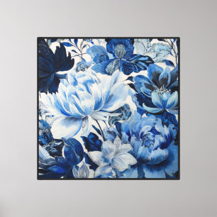 Impressão Em Tela Arte Botânica Abstrata de Flor de Índigo na Parede