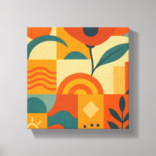 Impressão Em Tela Arte Botânica Abstrata Moderna para Parede