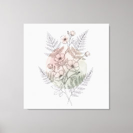 Impressão Em Tela Arte Botânica Rosa Selvagem Minimalista Bege Rosad