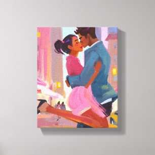 Impressão Em Tela Arte Casal Romântica - Amor Vibrante em C