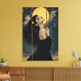 Impressão Em Tela Arte Celestial | Mulher Gótica | Mística Etérea