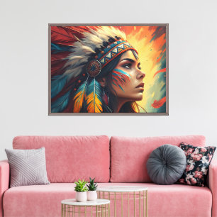 Impressão Em Tela Arte Colorida da Espiritualidade Tribal