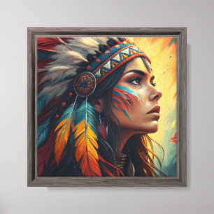 Impressão Em Tela Arte Colorida de Espírito Tribal