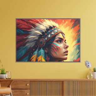 Impressão Em Tela Arte Colorida de Espírito Tribal