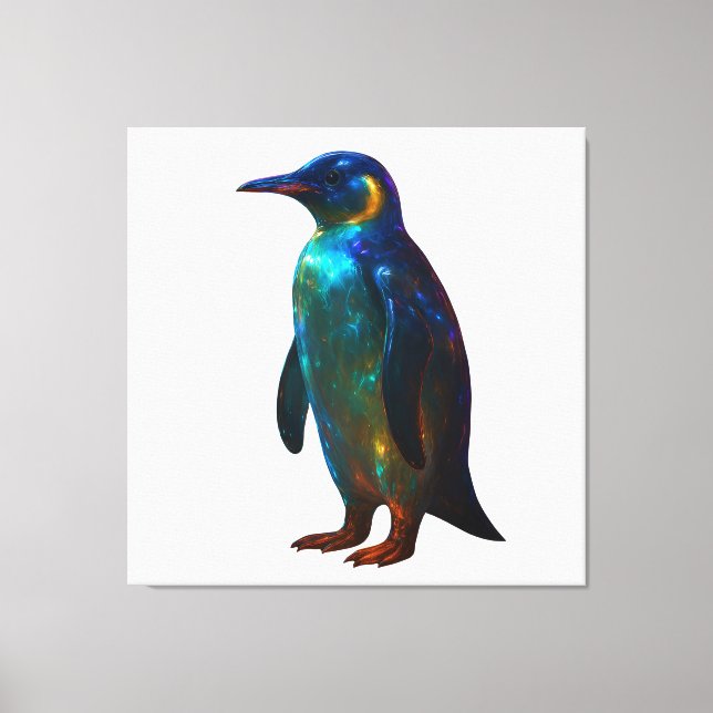 Impressão Em Tela Arte Colorida Pinguim (Frente)