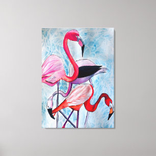 Impressão Em Tela Arte colorida rosa colorido flamingo aquarela