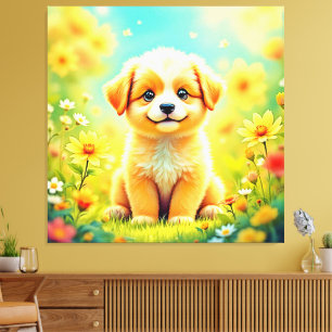 Impressão Em Tela Arte com Flor Cachorro