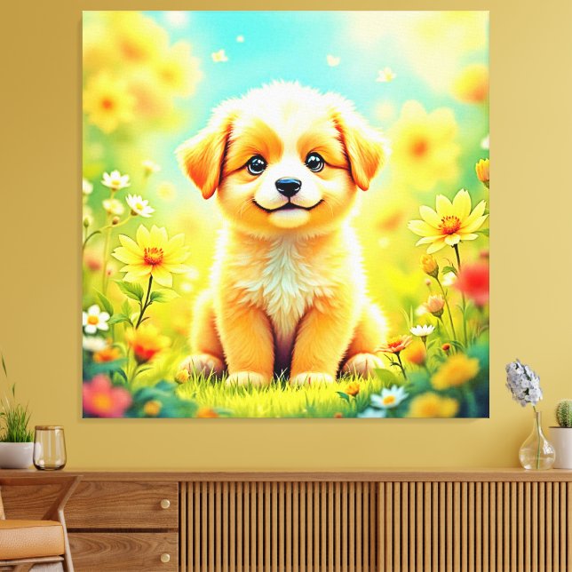 Impressão Em Tela Arte com Flor Cachorro (Insitu(Sala de estar))
