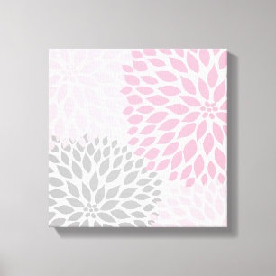 Impressão Em Tela Arte cor-de-rosa e cinzenta da parede do quadrado