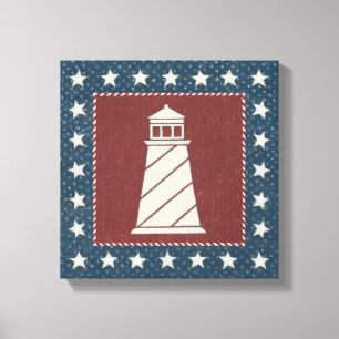 Impressão Em Tela Arte Costeira Farol em Vermelho