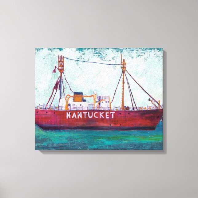 Impressão Em Tela Arte Costeira | Lightship Nantucket (Frente)