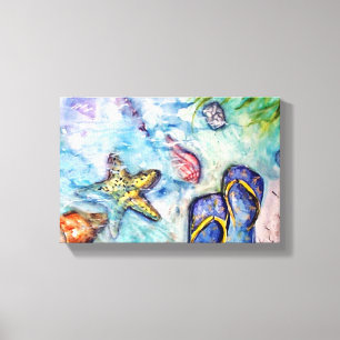 Impressão Em Tela Arte da aguarela de Florida das sandálias de