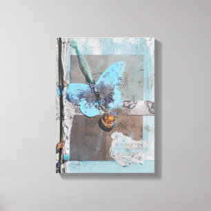 Impressão Em Tela Arte da borboleta dos meios mistos com coração e