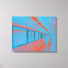 Impressão Em Tela Arte da mulher parisiense no metrô em laranja azul