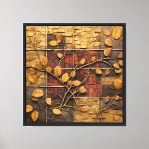 Impressão Em Tela Arte da parede do mosaico com padrão das folhas