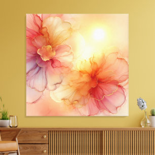 Impressão Em Tela Arte de Álcool Floral de Framboesa de Pêssego Pers