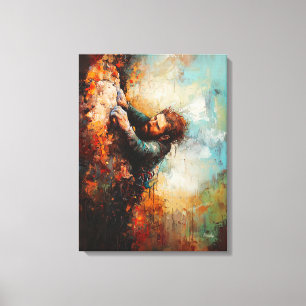 Impressão Em Tela Arte de Alpinista - Esportes de Aventura Abstratos