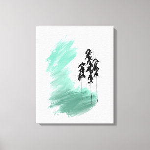 Impressão Em Tela arte de árvore verde escandinava simples moderno m