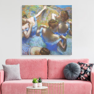 Impressão Em Tela Arte de Bailarinas Azuis Vintage de Edgar Degas