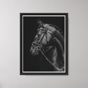 Impressão Em Tela Arte de cavalo a preto e branco