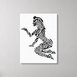 Impressão Em Tela Arte de Cavalo em Pé Abstrato | Moderno Preto e Br