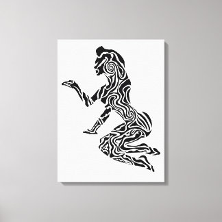Impressão Em Tela Arte de Cavalo em Pé Abstrato | Moderno Preto e Br